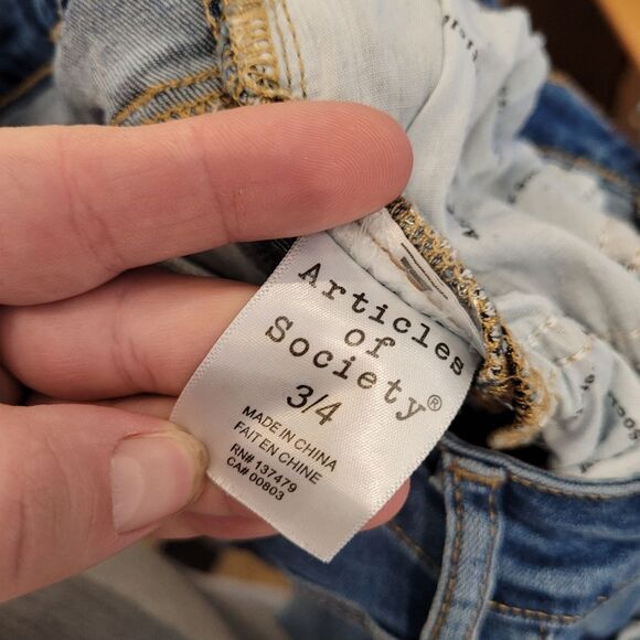 Articles of Society Jeans Tapered Leg Blue Jean Acid Wash Medium Low Rise Size 4 - Picture 8 of 8